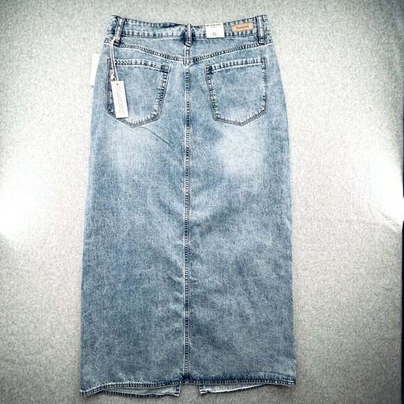 BlankNYC Denim Maxi Skirt Size 29 Light Wash Split Hem Cotton Blend High Rise - Picture 2 of 14
